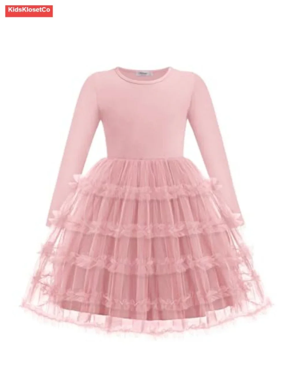 Toddler Girls Ruffle Tiered Party Tulle Dress Long Sleeve Tutu